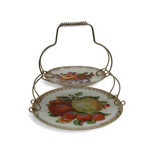 GIFTCRAFT Japan Plate Stand 2-Tier Fruit Design Japan Vintage